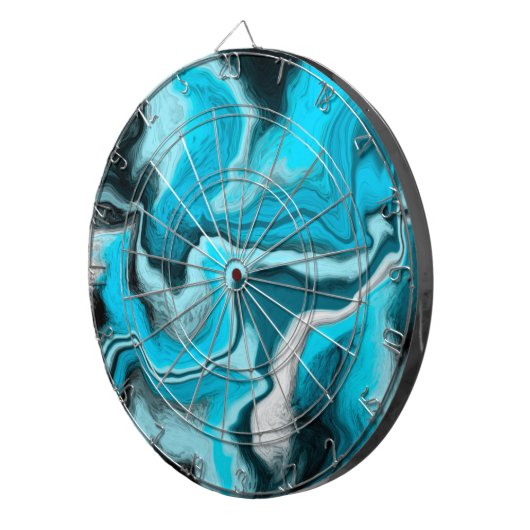 Blauwe, zwarte en witte marmer dartbord (Voorkant Rechts)