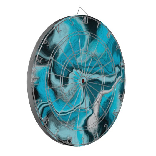 Blauwe, zwarte en witte marmer dartbord (Voorkant Links)