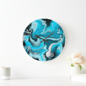 Blauwe, zwarte en witte marmer grote klok (Huis)