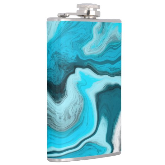 Blauwe, zwarte en witte marmer heupfles (Rechts)