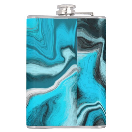 Blauwe, zwarte en witte marmer heupfles (Achterkant)