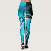 Blauwe, zwarte en witte marmer leggings (Achterkant)