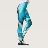 Blauwe, zwarte en witte marmer leggings (Rechts)
