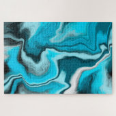 Blauwe, zwarte en witte marmer legpuzzel (Horizontaal)