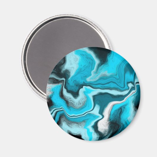 Blauwe, zwarte en witte marmer magneet (Voorkant / Achterkant)