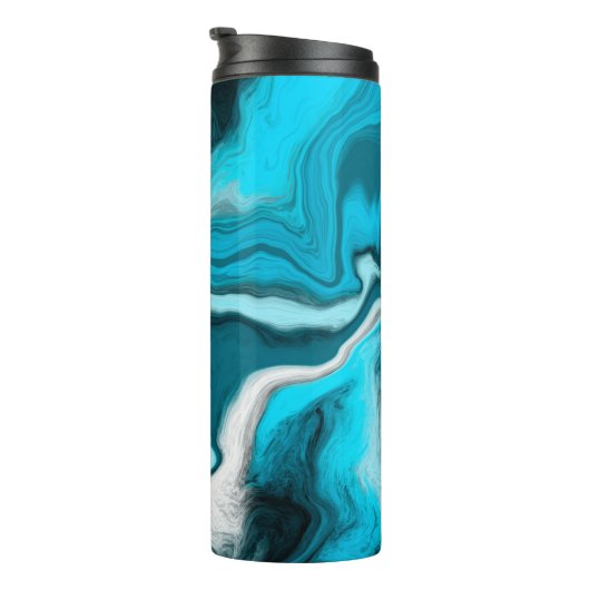 Blauwe, zwarte en witte marmer thermosbeker (Geroteerd rechts)