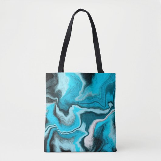 Blauwe, zwarte en witte marmer tote bag (Voorkant)