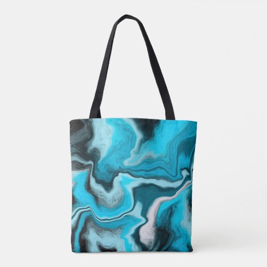 Blauwe, zwarte en witte marmer tote bag (Achterkant)