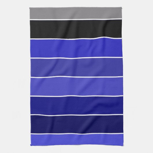 Blauwe, zwarte en witte strepen theedoek (Verticaal)