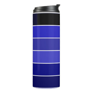 Blauwe, zwarte en witte strepen thermosbeker