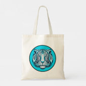 Blauwe, Zwarte en Witte Tijger Tote Bag (Achterkant)