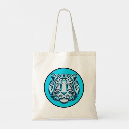 Blauwe, Zwarte en Witte Tijger Tote Bag (Achterkant)
