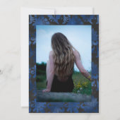 Blauwe, zwarte en zilveren Florale viering van het Kaart (Achterkant)