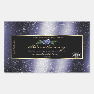 Blauwe zwarte etiketten voor mousserende glitter-L