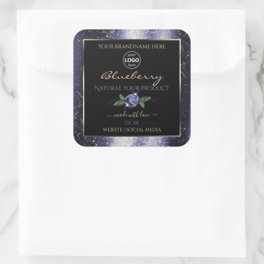 Blauwe zwarte etiketten voor mousserende glitter-L (Tas)