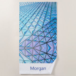 Blauwe & Zwarte Geometrische Vormen, Naam of Initi Strandlaken