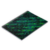 Blauwe zwarte groene gestreepte achtergrond met bl notitieboek (Linkerzijde)