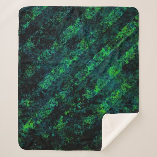 Blauwe zwarte groene gestreepte achtergrond met bl sherpa deken (Voorkant)