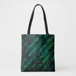 Blauwe zwarte groene gestreepte achtergrond met bl tote bag