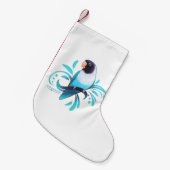 Blauwe zwarte haarstaartvezel kleine kerstsok (Voorkant (Hangend))