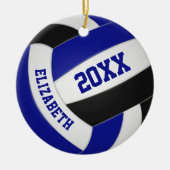 Blauwe zwarte jongens: volleybal keramisch ornament (Voorkant)