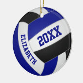 Blauwe zwarte jongens: volleybal keramisch ornament (Links)