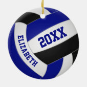 Blauwe zwarte jongens: volleybal keramisch ornament (Achterkant)