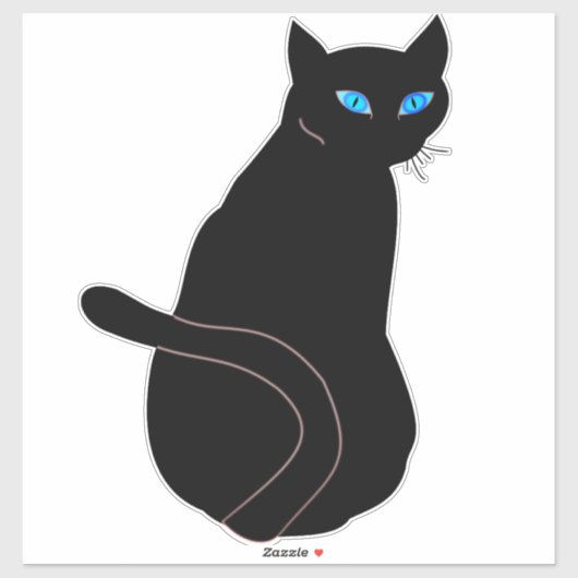Blauwe zwarte kat sticker (Vel)