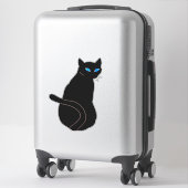 Blauwe zwarte kat sticker (Koffer)