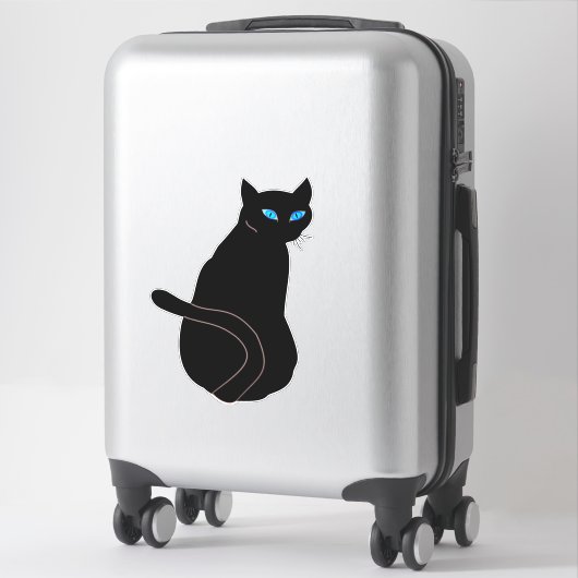 Blauwe zwarte kat sticker (Koffer)