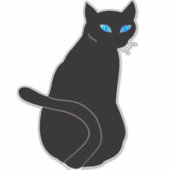 Blauwe zwarte kat sticker (Voorkant)