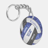 Blauwe zwarte meisjes aangepaste volleybal sleutelhanger (Voorkant Links)