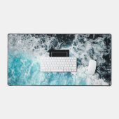 Blauwe zwarte oceaangolven bureaumat (Keyboard & Muis)