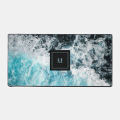 Blauwe zwarte oceaangolven bureaumat (Voorkant)