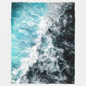 Blauwe zwarte oceaangolven Hawaii Fleece Deken (Voorkant)