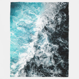 Blauwe zwarte oceaangolven Hawaii Fleece Deken