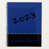 Blauwe zwarte plank planner (Voorkant)