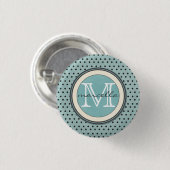 Blauwe zwarte pols Achtergrond Monogram Ronde Button 3,2 Cm (Voorkant /achterkant)