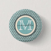 Blauwe zwarte pols Achtergrond Monogram Ronde Button 3,2 Cm (Voorkant)