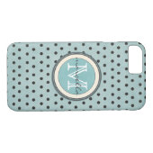 Blauwe zwarte pols Achtergrondmonogram Case-Mate iPhone Case (Achterkant (Horizontaal))