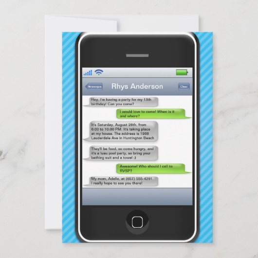 Blauwe/zwarte Smart Phone feestdag Kaart (Voorkant)