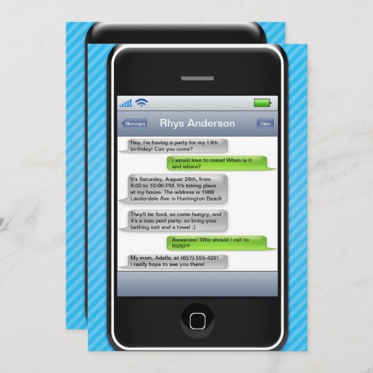 Blauwe/zwarte Smart Phone feestdag Kaart (Voorkant / Achterkant)