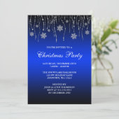 Blauwe zwarte sparkle Snowflakes kerstfeest Kaart (Staand voorkant)