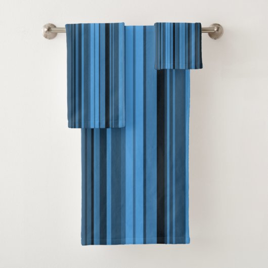 Blauwe zwarte strepen bad handdoek (Insitu)