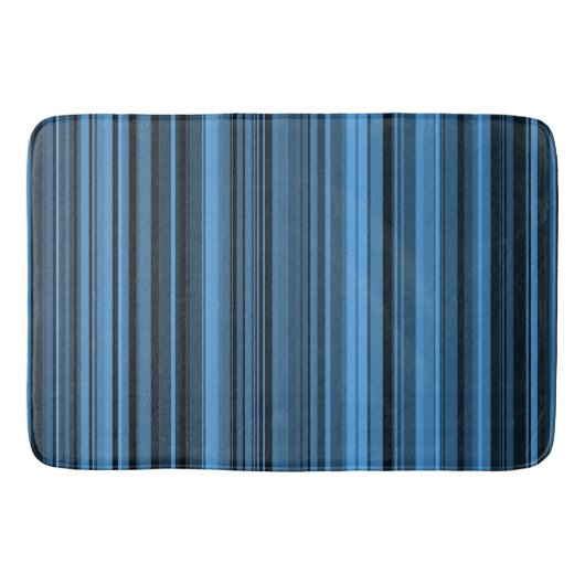 Blauwe zwarte strepen badmat (Voorkant)