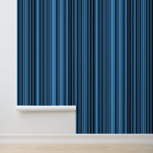 Blauwe zwarte strepen behang (Applicatie)