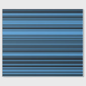 Blauwe zwarte strepen cadeaupapier (Vlak)