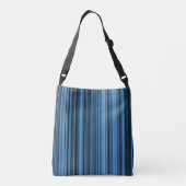 Blauwe zwarte strepen crossbody tas (Achterkant)