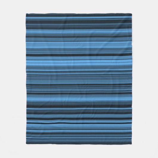 Blauwe zwarte strepen fleece deken (Voorkant)