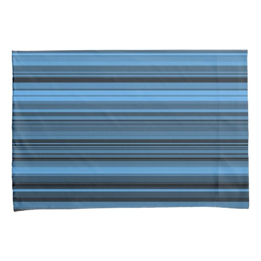 Blauwe zwarte strepen kussensloop (Voorkant-Rechts)